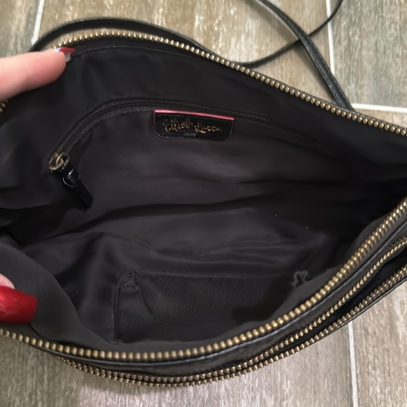 Elliott Lucca Black Leather Crossbody Bag Purse Chain Strap - Picture 5 of 12